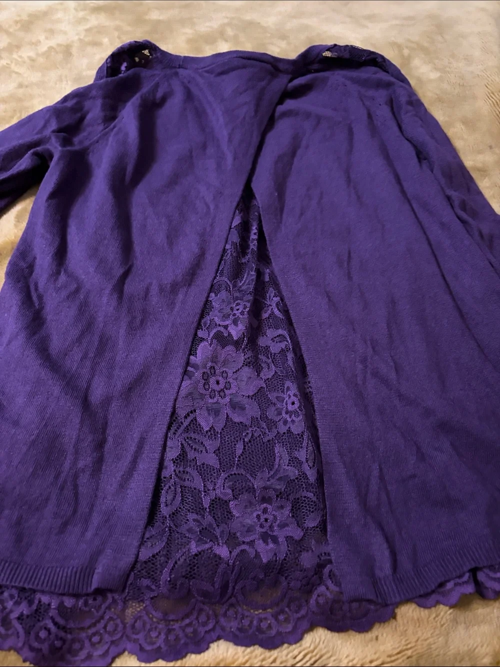 Torrid Dark Purple Lace-Hem Sweater NWT with lace shoulders and back size 0X
